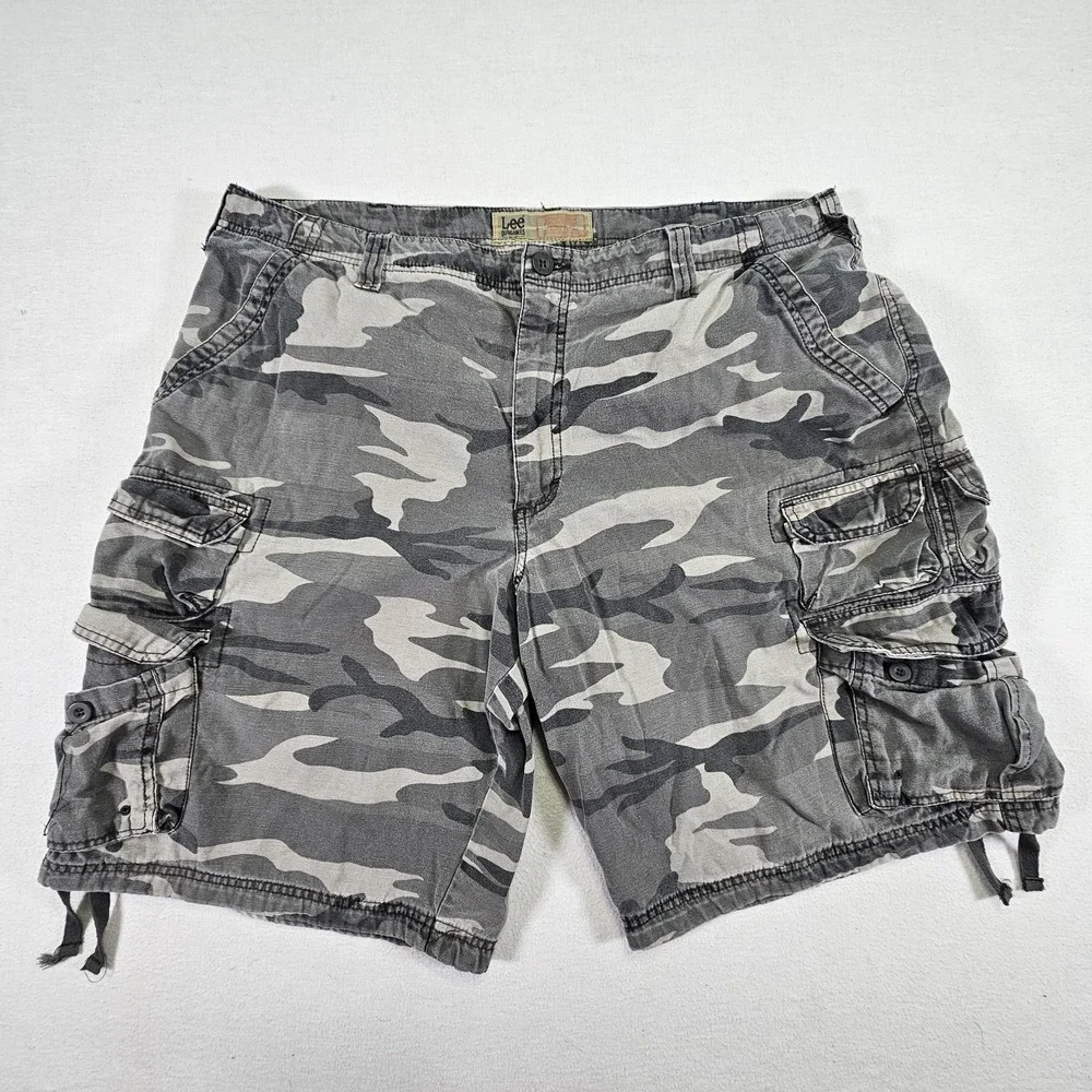 Lee Dungarees Cargo Shirts Mens 40 Camo Military Style Twill Camouflage Green